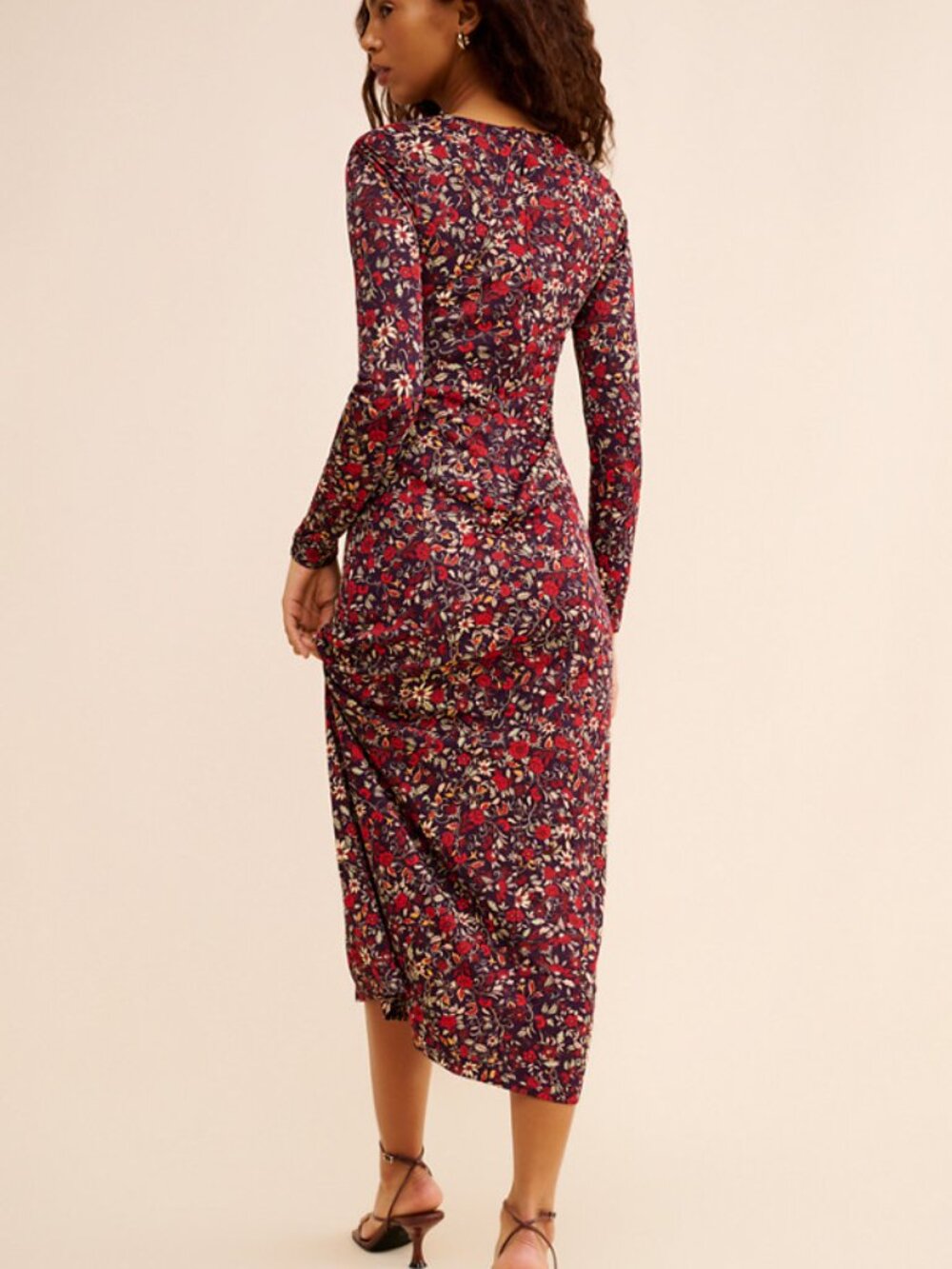 Farm Rio Chelsea Garden Floral Applique Long Sleeve Jersey Midi Dress size XS - Picture 4 of 13